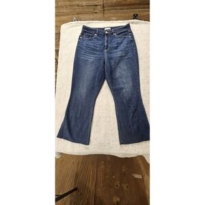 *LOFT Size 12 Cropped Jeans Medium Wash Blue Denim Button Zip 5-Pocket Women's